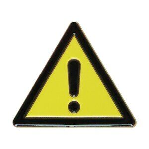 Yellow Caution Sign Enamel Pin - Cute Pop Culture Hazard Road Travel Apparel NWT